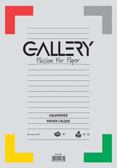 Gallery kalkpapier, ft 29,7 x 42 cm (A3), blok van 20 vel