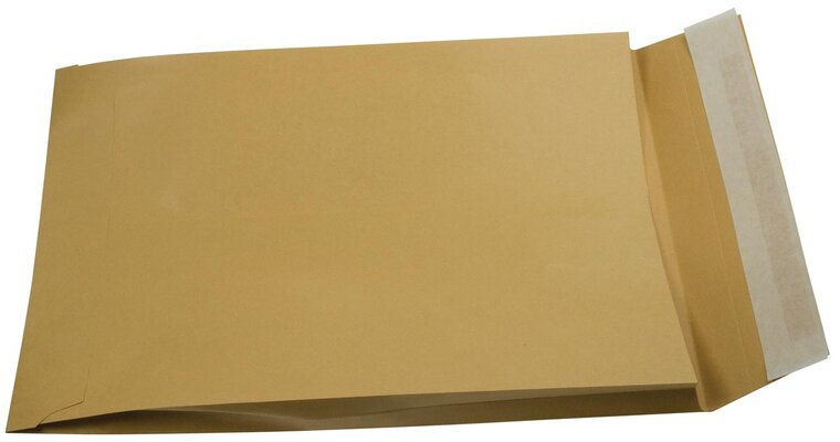 Gallery enveloppen met balg ft 250 x 350 x 40 mm, stripsluiting, bruine kraft, doos van 250 stuks