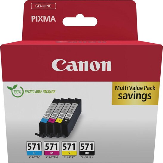 Canon inktcartridge CLI-571, 345 pagina&#039;s, OEM 0386C009, 4 kleuren