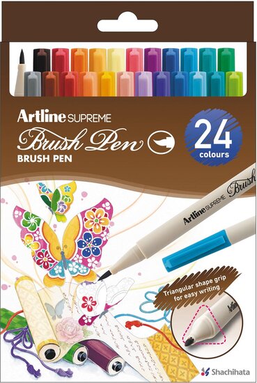 Artline Supreme brushpen, assorti, set van 24 stuks