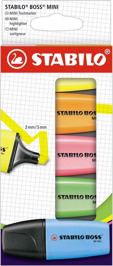 STABILO BOSS MINI markeerstift, etui van 5 stuks, assorti