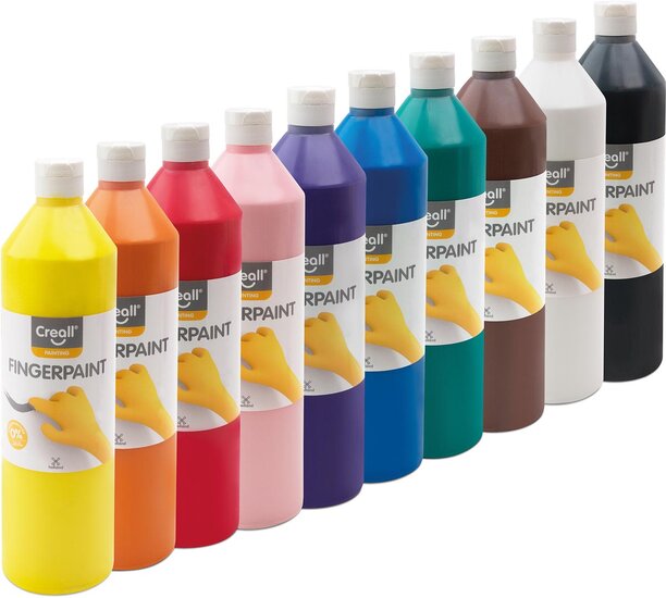 Creall vingerverf Happy, set met 10 flesjes van 750 ml in geassorteerde kleuren