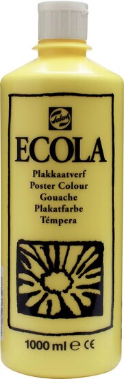 Talens Ecola plakkaatverf flacon van 1000 ml, citroengeel