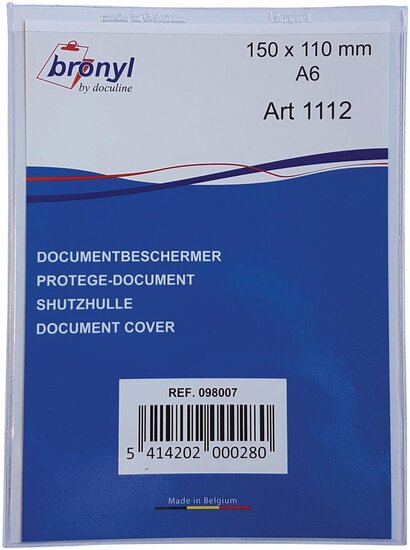 Bronyl U-mapje uit transparante PVC van 180 micron, ft A6