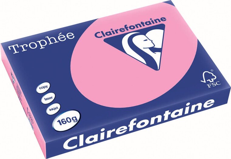 Clairefontaine Troph&eacute;e Pastel, gekleurd papier, A3, 160 g, 250 vel, felroze