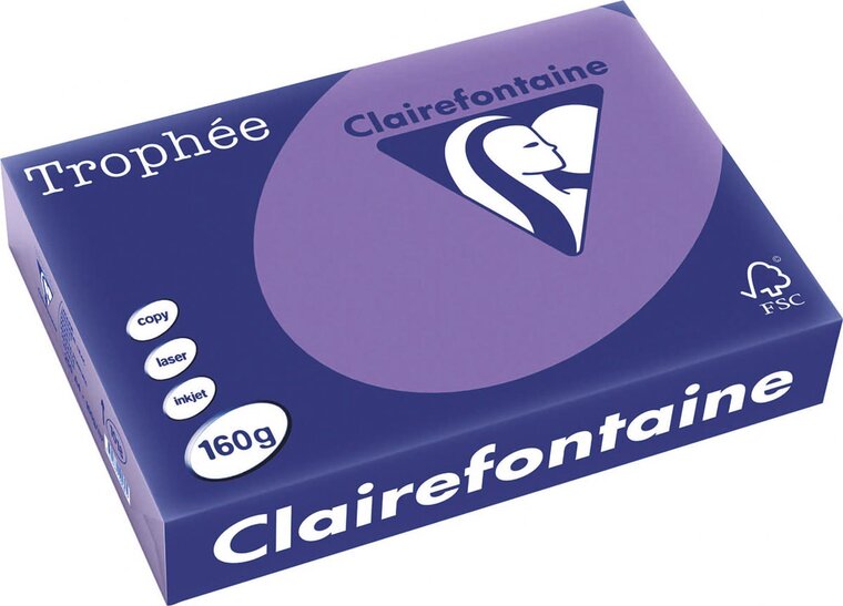 Clairefontaine Troph&eacute;e Intens, gekleurd papier, A4, 160 g, 250 vel, violet