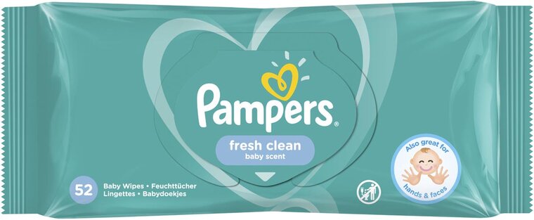 Pampers Fresh Clean vochtige doekjes, pak van 52 stuks