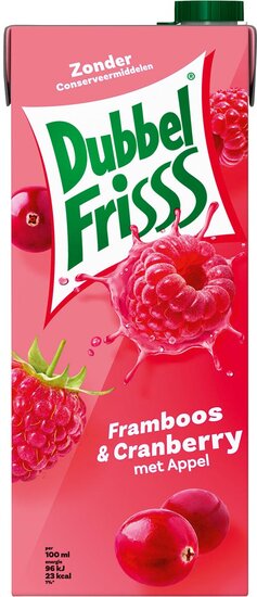 Dubbelfrisss Framboos &amp; Cranberry 1,5 l, pak van 8 stuks