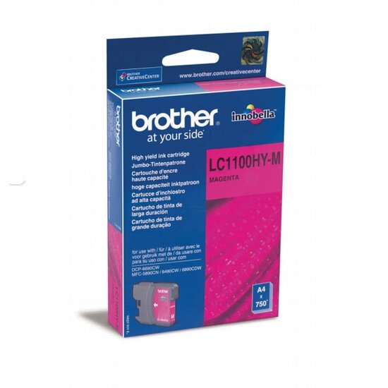 Brother inktcartridge, 750 pagina&#039;s, OEM LC-1100HYM, magenta