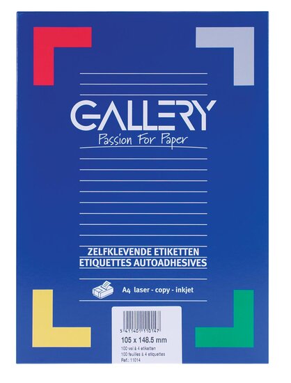 Gallery witte etiketten ft 105 x 148,5 mm (b x h), rechte hoeken, doos van 400 etiketten