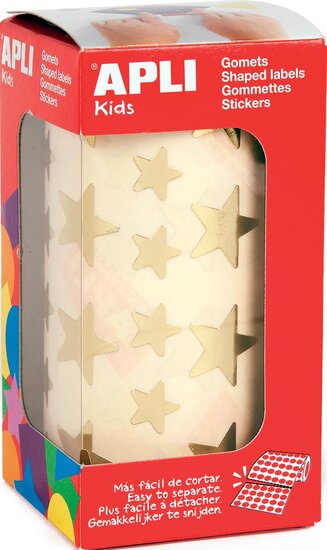 Apli Kids stickers op rol, ster, 2360 stuks, metallic goud