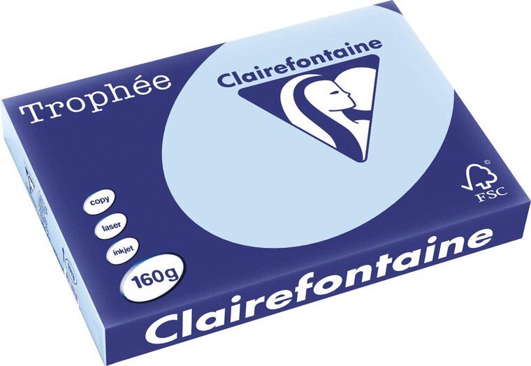 Clairefontaine Troph&eacute;e Pastel, gekleurd papier, A3, 160 g, 250 vel, blauw