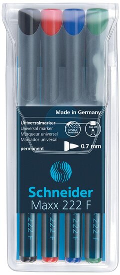 Schneider permanent marker Maxx 222, etui van 4 stuks in geassorteerde kleuren