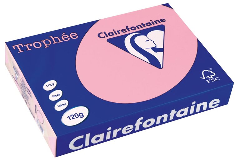 Clairefontaine Troph&eacute;e Pastel, gekleurd papier, A4, 120 g, 250 vel, roze