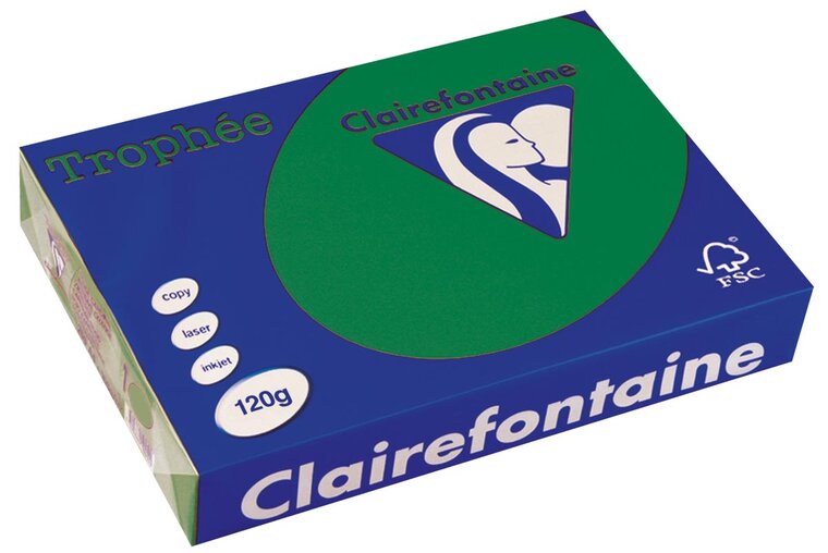 Clairefontaine Troph&eacute;e Intens, gekleurd papier, A4, 120 g, 250 vel, dennengroen