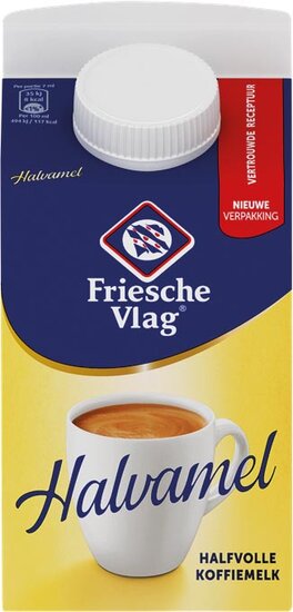 Friesche Vlag Halvamel koffiemelk, pak van 455 ml