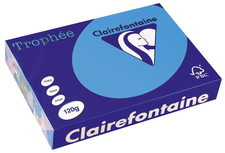 Clairefontaine Troph&eacute;e Intens, gekleurd papier, A4, 120 g, 250 vel, koningsblauw