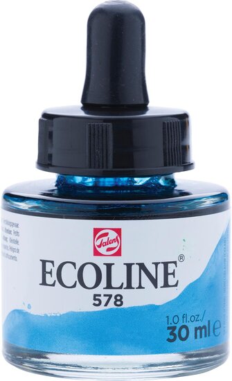 Talens Ecoline waterverf flacon van 30 ml, hemelsblauw (cyaan)