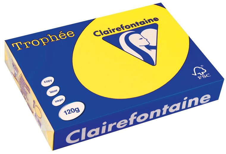 Clairefontaine Troph&eacute;e Intens, gekleurd papier, A4, 120 g, 250 vel, zonnegeel