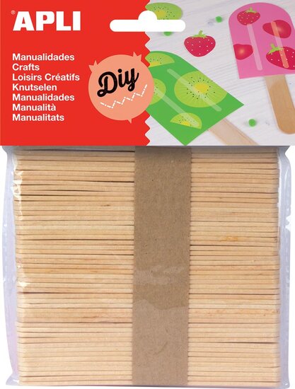 Apli houten sticks, blister met 50 stuks