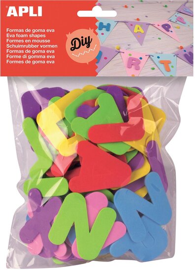 Apli Kids schuimrubber letters, blister met 104 stuks in geassorteerde kleuren