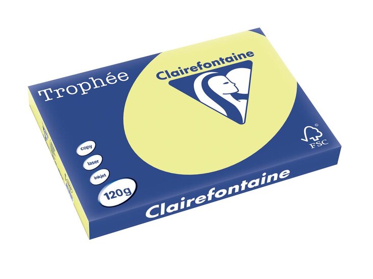 Clairefontaine Troph&eacute;e Pastel, gekleurd papier, A3, 120 g, 250 vel, citroengeel