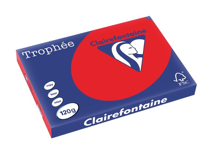 Clairefontaine Troph&eacute;e Intens, gekleurd papier, A3, 120 g, 250 vel, koraalrood