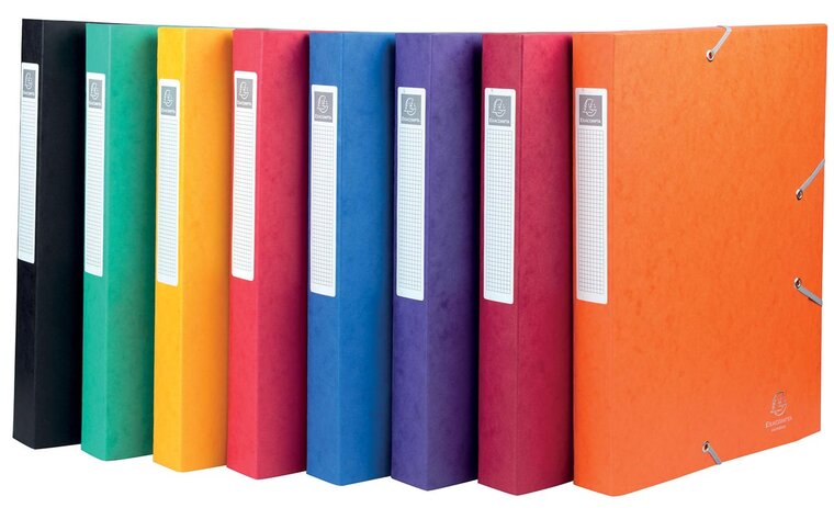 Exacompta Elastobox Cartobox rug van 4 cm, geassorteerde kleuren: groen, blauw, geel, rood, paars, zwa...