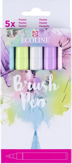 Talens Ecoline Brush pen, etui van 5 stuks in pastelkleuren