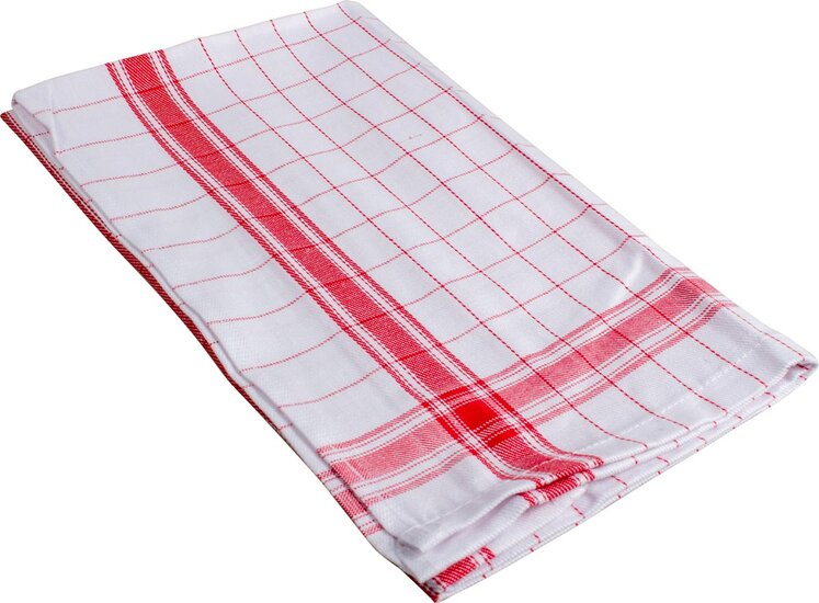 Handdoek Adalynne, ft 50 x 70 cm, geruit, rood, pak van 6 stuks