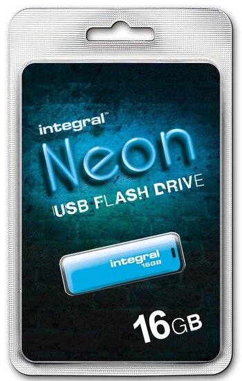 Integral Neon USB 2.0 stick, 16 GB, blauw