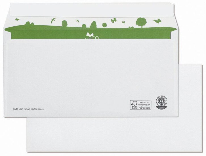 Bong enveloppen beECO, ft 110 x 220 mm, zonder venster, doos van 500 stuks