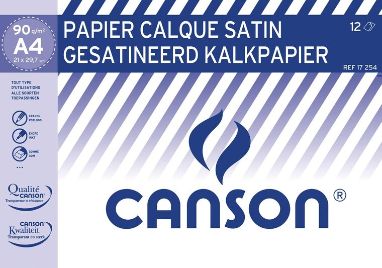 Canson kalkpapier ft 21 x 29,7 cm (A4), etui van 12 blad