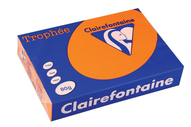 Clairefontaine Troph&eacute;e Intens, gekleurd papier, A4, 80 g, 500 vel, feloranje