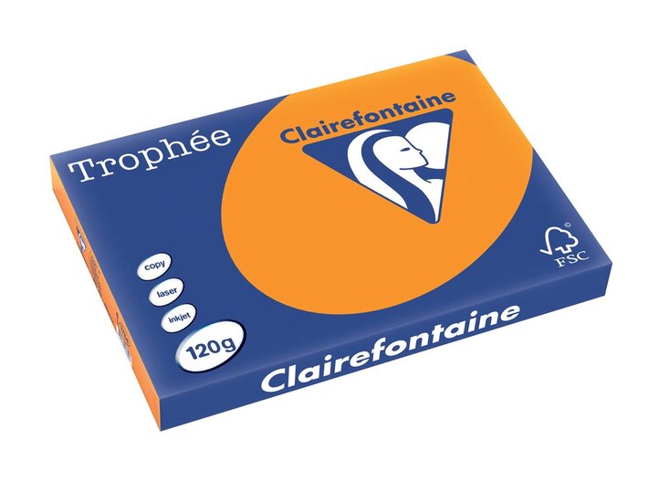 Clairefontaine Troph&eacute;e Intens, gekleurd papier, A3, 120 g, 250 vel, feloranje