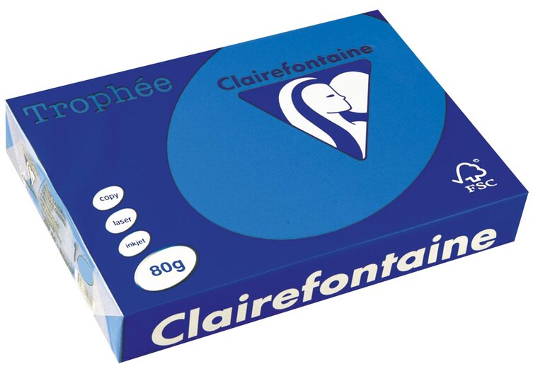 Clairefontaine Troph&eacute;e Intens, gekleurd papier, A4, 80 g, 500 vel, turkoois