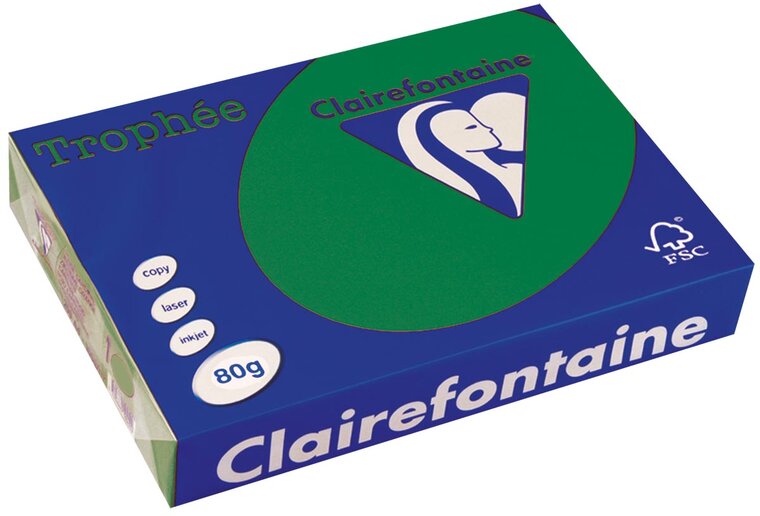 Clairefontaine Troph&eacute;e Intens, gekleurd papier, A4, 80 g, 500 vel, dennegroen