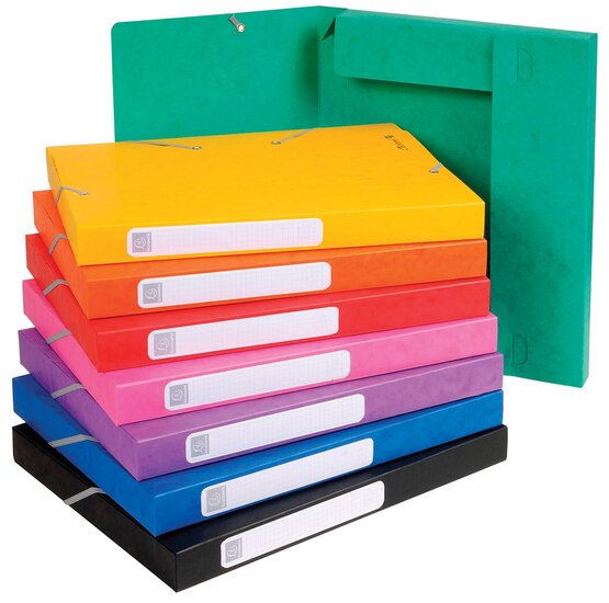 Exacompta Elastobox Cartobox rug van 2,5 cm, geassorteerde kleuren: groen, blauw, geel, rood, oranje, ...