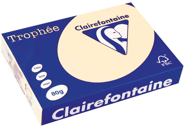 Clairefontaine Troph&eacute;e gekleurd papier, A4, 80 g, 500 vel, ivoor