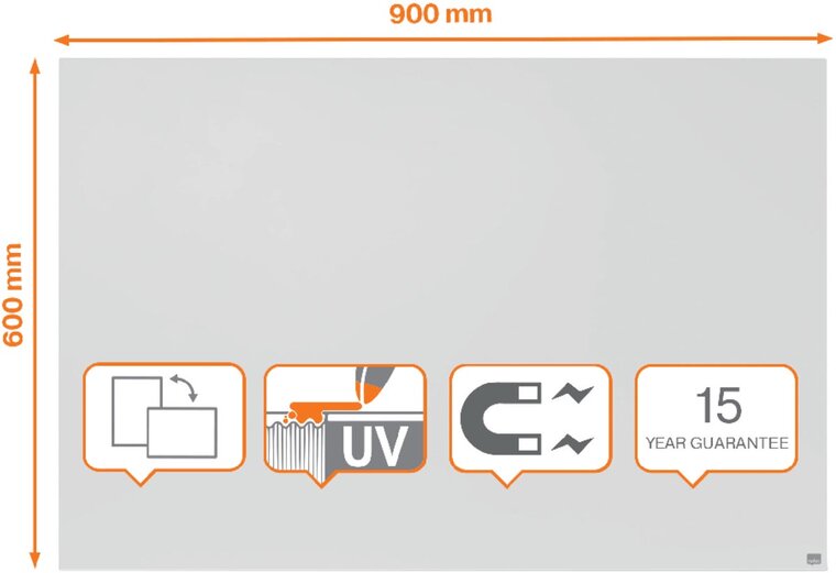 Nobo Infinity randloos whiteboard, staal, magnetisch, 60 x 90 cm