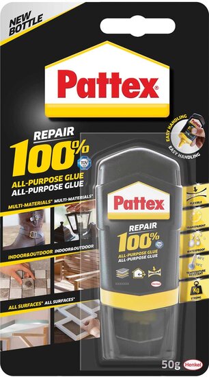 Pattex 100% lijm, tube van 50 g, op blister