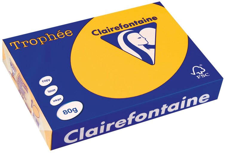 Clairefontaine Troph&eacute;e Intens, gekleurd papier, A4, 80 g, 500 vel, zonnebloemgeel