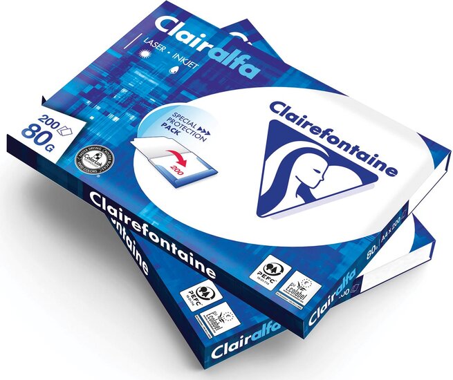 Clairefontaine printpapier ft A4, 80 g, pak van 200 vel, doos van 7 pakken