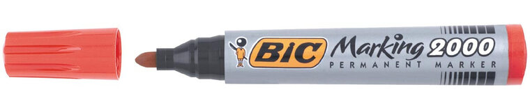 Bic permanent marker 2000-2300 rood, schrijfbreedte 1,7 mm, ronde punt