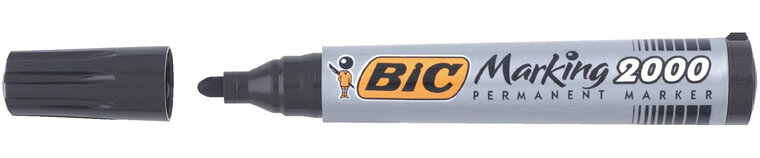 Bic permanent marker 2000-2300 zwart, schrijfbreedte 1,7 mm, ronde punt