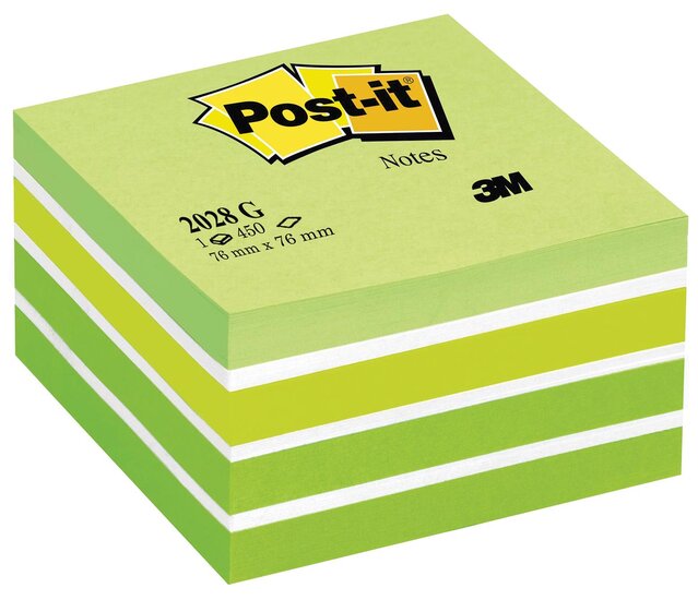 Post-It Notes kubus, 450vel, ft 76 x 76 mm, groen