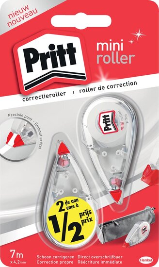 Pritt mini correctieroller, blister met 2 stuks waarvan 2de aan halve prijs