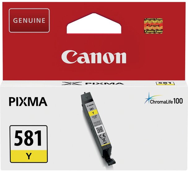 Canon inktcartridge CLI-581Y, 99 foto&#039;s, OEM 2105C001, geel