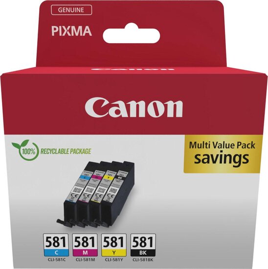 Canon inktcartridge CLI-581, 200 - 259 pagina&#039;s, OEM 2103C006, 4 kleuren