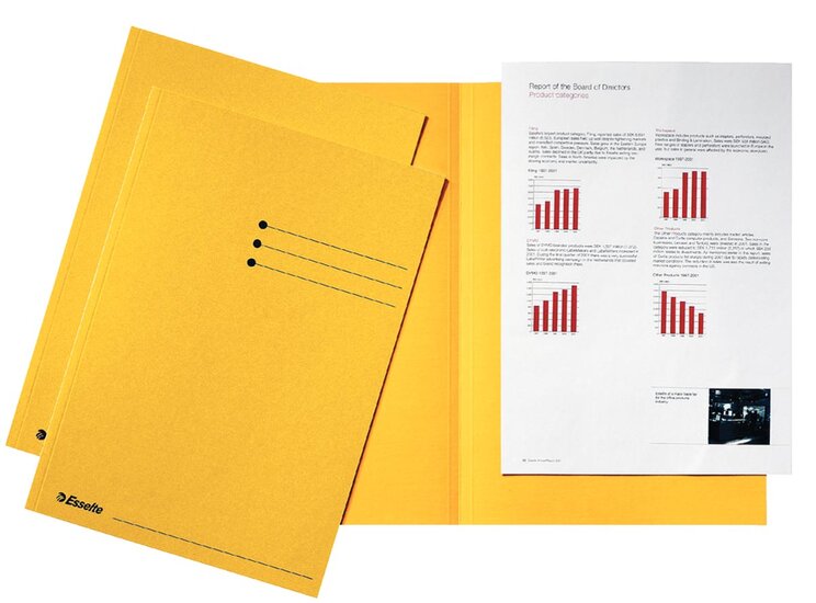 Esselte dossiermap geel, karton van 180 g/m&sup2;, pak van 100 stuks